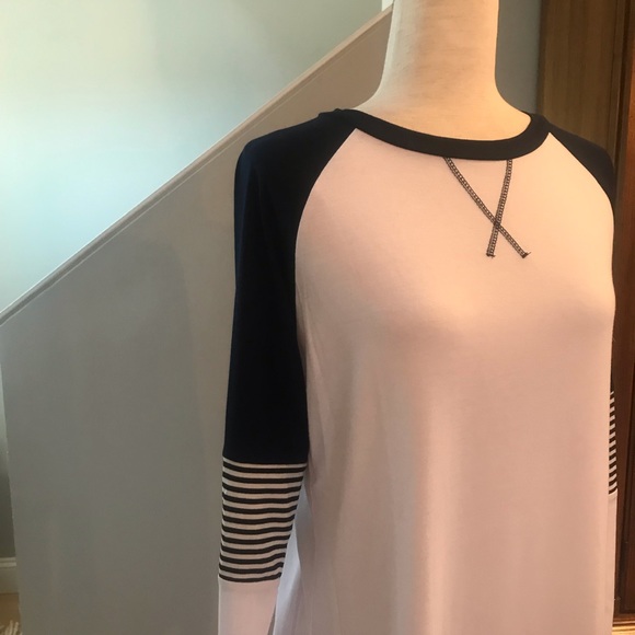 SIMPLE FLAVOR Baseball Tee Shirt Cotton Long Sleeve White Black Sz Large - Picture 6 of 6